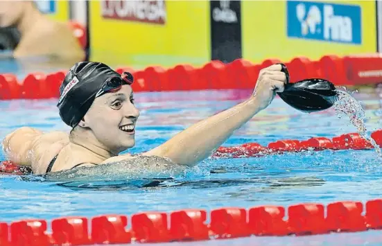  ?? Tamas Kovacs / E E ?? Katie Ledecky somriu després d’imposar-se a la final dels 400 metres lliures a Budapest