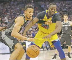  ?? RICH PEDRONCELL­I/AP FILE PHOTO ?? Warriors forward Draymond Green, right, steals the ball in March. He has been dominant in Golden State’s runs to the NBA Finals.