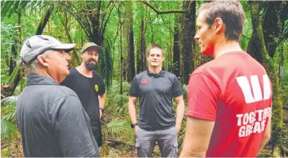  ?? ?? From left, Dr Nick Edgar, NZ Landcare Trust catchments coordinato­r Sam Gibson, Westpac ambassador Richie McCaw and Tim Henshaw.