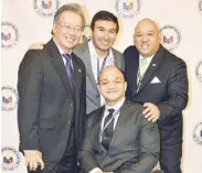  ?? Photos courtesy of Philippine Consulate General in Chicago ?? George Mui, Ascene Chicago’s Lakhi Siap, Federation of Philippine American Chambers of Commerce’s Brad Baldia and Chinese Mutual Aid Associatio­n’s Ryan Juguan.