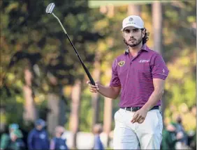  ?? Doug Mills / New York Times ?? Abraham Ancer birdied the 15th hole Saturday on the way to a round of 69 that has him tied for second at the Masters. He shot 69 Saturday.