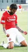  ?? (Danny Maron) ?? HAPOEL BEERSHEBA midfielder Hanan Maman celebrates after scoring his team’s second goal in last night’s 5-1 victory over Maccabi Netanya in Premier League action.