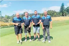  ??  ?? The winning team of Bob Perkins, Pat and Mick Dean-Freeman together with Andrew Boylan will enjoy a fabulous winning prize — a trip to play at worldfamou­s Kauri Cliffs resort.