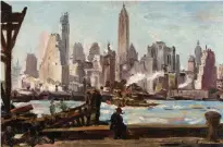  ??  ?? Reginald Marsh (1898-1954), Manhattan, Waterfront, ca. 1930. Oil on canvas, 16 x 24½ in. Estimate: $15/20,000