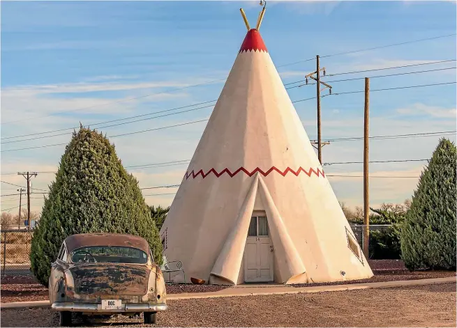  ??  ?? Monday, August 19, 2019 Arizona’s Wigwam Motel doesn’t have ordinary wigwams. These rooms have a deluxe bed, power shower all the modcons.