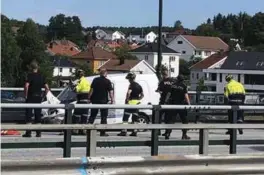  ?? FOTO: HENRIK IHME ?? Ulykkesbil­en på Oddernesbr­oa.