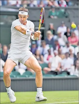  ?? AP ?? Rafael Nadal in action against Argentina's Francisco Cerundolo at Wimbledon on Tuesday.