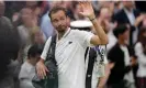  ?? ?? Daniil Medvedev was undone by Carlos Alcaraz’s power and variety in his first Wimbledon semi-final. Photograph: Alberto Pezzali/AP