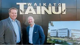  ?? MARK TAYLOR/STUFF ?? Tainui Group Holdings chief executive Chris Joblin and and ACC chief executive Scott Pickering made the announceme­nt yesterday.