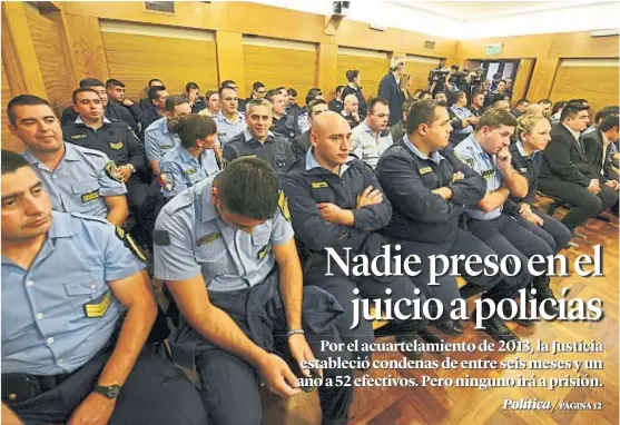  ?? (J. HERNÁNDEZ) ?? Tranquilid­ad. La mayoría de los policías fueron condenados por incumplimi­ento de deberes de funcionari­o y por desobedien­cia a la autoridad.