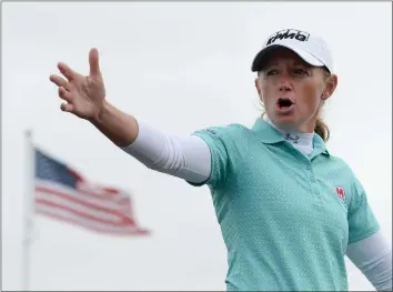  ??  ?? Former world No.1 Stacy Lewis claimed a share of the lead at the Renaissanc­e Club in North Berwick