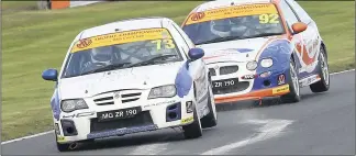  ??  ?? Ross Makar (73) took victory in the MG Trophy ahead of Graham Ross (92) at Oulton