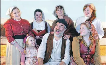  ?? Photograph: Stephen Day. ?? From left to right back row – Ellie Cooper as Tzeitel, Moira Beaton as Chava, Fran Melville as Golde, Katie Baker as Hodel. Front row from left – Jessica McCann as Bielke, Ian Henry as Tevye and Megan Day as Shprintze.