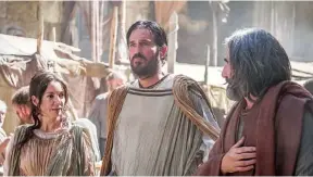  ?? SONY AFFIRM ?? JoAnne Whalley as Priscilla, Jim Caviezel as Luke and John Lynch as Aquila in “Paul, Apostle of Christ.”