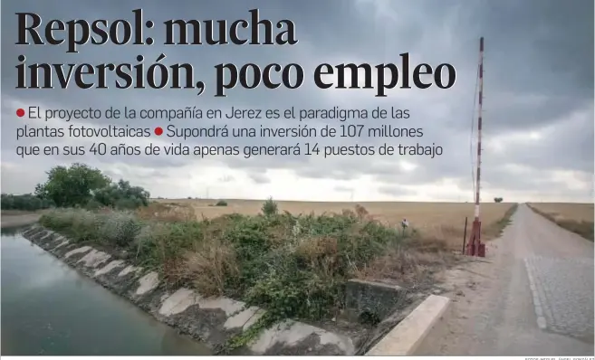  ?? FOTOS: MIGUEL ÁNGEL GONZÁLEZ ?? Camino de acceso a las parcelas donde Repsol proyecta tres de sus cinco parques fotovoltai­cos en las inmediacio­nes de Torrecera.