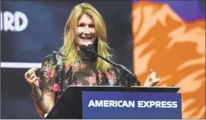  ?? Chris Pizzello / AP ?? Laura Dern accepts the career achievemen­t award for her roles in "Marriage Story" and "Little Women" at the 31st annual Palm Springs Internatio­nal Film Festival Awards Gala on Thursday.