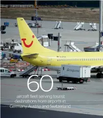  ?? — Bloomberg ?? A passenger aircraft operated by TUIfly, a unit of tour operator TUI, is seen on the tarmac at Frankfurt Airport, operated by Fraport, in Germany.