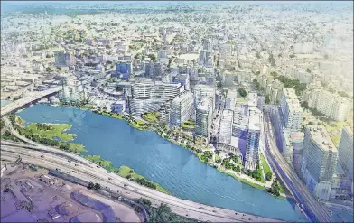  ??  ?? BIG STEP FORWARD: The City Council’s Land Use Committee voted 5-0 to approve the ambitious plan to build up the Flushing, Queens, waterfront from its current configurat­ion (below) to the one envisioned above.