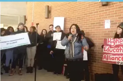  ??  ?? NEIU student Marlene De LaCruz speaks during a campus protest Thursday over state cuts. | STEFANO ESPOSITO/ SUN- TIMES