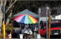  ?? ?? A vendor uses a large portion of a sidewalk along Tampa Avenue for its business operation Sunday in Hayward.