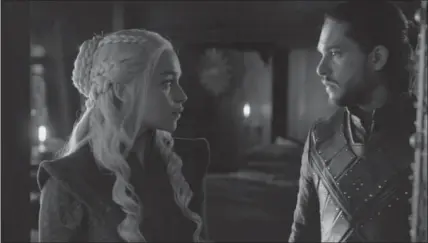  ?? HBO ?? Emilia Clarke and Kit Harington in Season 7, Episode 7 of “Game of Thrones.”