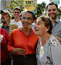  ?? Divulgação ?? Marina Silva (Rede), em campanha em São Paulo neste domingo (16), quando criticou ataque de hackers