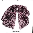  ??  ?? €95, KDK, Brown Thomas, and kdk.ie Silk scarf