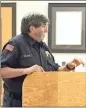  ??  ?? Fort Oglethorpe Fire Chief Bruce Ballew discusses two different grants his department is eyeing during the May 14 City Council meeting. (Catoosa News photo/ Adam Cook)