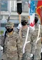  ?? CALEB JONES/AP ?? Military members practice ahead of the Pearl Harbor ceremony Monday in Pearl Harbor, Hawaii.