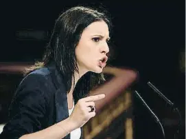  ?? JUAN MEDINA / REUTERS ?? Irene Montero en la comparecen­cia del martes