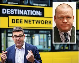  ?? ?? ● Coun Phil Burke (inset) has joined the campaign to get more government cash for Greater Manchester’s transport plans