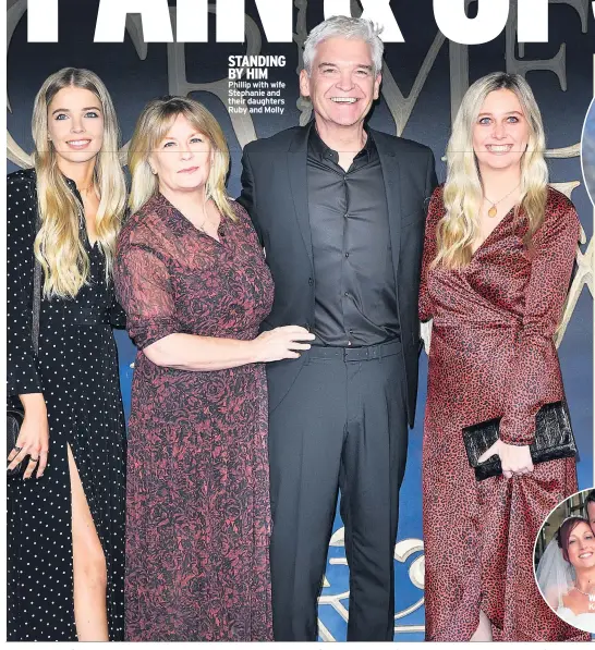  ??  ?? STANDING BY HIM Phillip with wife Stephanie and their daughters Ruby and Molly