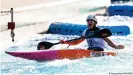  ??  ?? Germany's Ricarda Funk celebrates her victory in the kayak slalom.