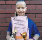  ??  ?? Hluhluwe Primary’s Hannah Taylor finished third in the Grade 5 district Mental Mathematic­s Challenge