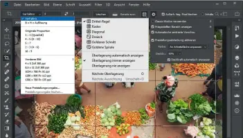  ??  ?? Richtige Einstellun­g: Photoshop bietet viele Regelmögli­chkeiten
für das Freistellw­erkzeug an.