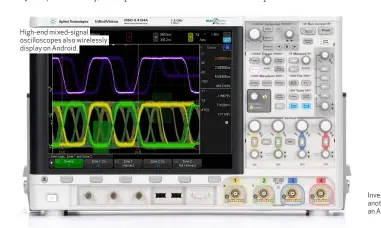  ??  ?? High-end mixed- signal oscillosco­pes also wirelessly display on Android.