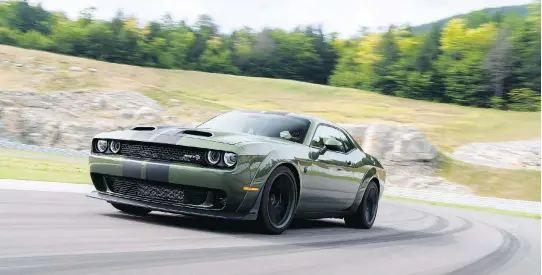  ?? PHOTOS COURTESY OF FCA CANADA ?? Dodge continues to push the performanc­e envelope in 2019, introducin­g the most powerful supercharg­ed SRT Hellcat lineup ever, topped off by the 2019 Dodge Challenger SRT Hellcat Redeye with 797 horsepower.