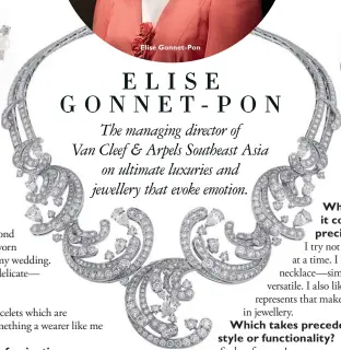  ??  ?? Elise Gonnet- Pon Pangée necklace, inspired by Prince Albert II of Monaco’s wedding gift to Princess Charlene