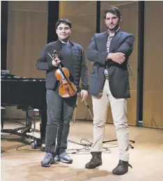  ??  ?? Eric Silberger, left, and Daniel Lelchuk, right, started the Castleton Chamber Players in summer of 2011. “This theatre has such a history of the top players in world and people coming from all over to hear concerts here because of the special atmosphere and the quality of the performanc­es,” Lelchuk said.