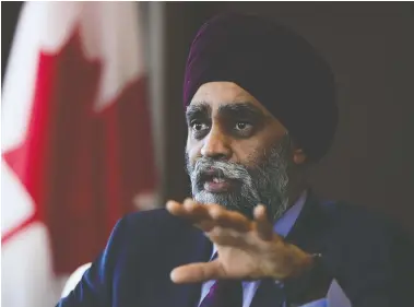  ?? SEAN KILPATRICK / THE CANADIAN PRESS FILES ?? Minister of National Defence Harjit Sajjan, in a recent interview with The Canadian Press, emphasized that
Canada would continue to be “a reliable partner” to its allies and countries in the Middle East.