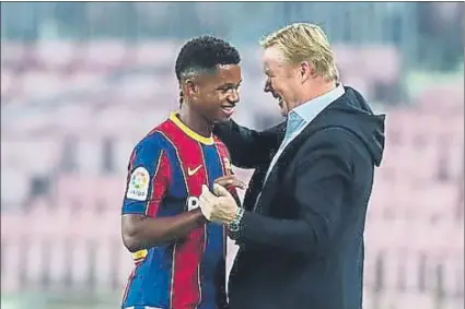  ?? FOTO: AP ?? Koeman quiere proteger a Ansu El técnico azulgrana sabe de la juventud y el futuro del delantero y no quiere correr riesgos con él