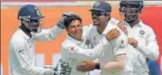  ?? HT ?? Kuldeep celebratin­g a wicket against Australia.