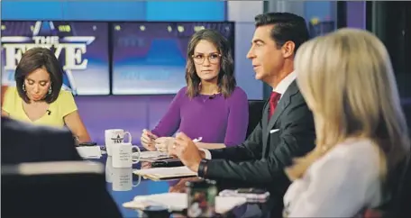 ?? Rodrigo Cid For The Times ?? JESSICA TARLOV, second from left, Jeanine Pirro, Jesse Watters and Dana Perino on Fox News’ “The Five,” which is No. 1 in cable news.