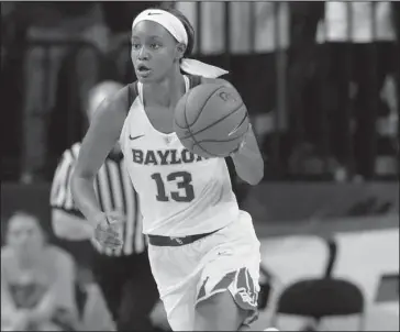  ?? The Associated Press ?? WACO’S FINEST: Baylor forward Nina Davis moves the ball up court against Iowa State during an NCAA college basketball game Wednesday in Waco, Texas. Baylor won 68-42.