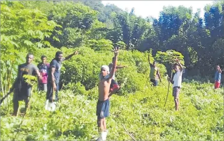  ?? Picture: SUPPLIED/ ?? Corunna Boxing Club members clearing bushland in Korolevu in the interior of Nadroga. CORUNNA BOXING CLUB