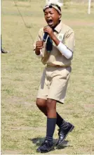  ??  ?? A Sizane pupil recites a poem at the school recently