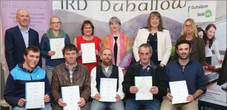  ??  ?? The Horticultu­re graduates pictured with Mary Wallace, Maura Walsh and Rachel Budd of IRD Duhallow, and Pauric O’ Connell, HR Manager Bord Gáis at the IRD Duhallow Recognitio­n of Learning Ceremony.