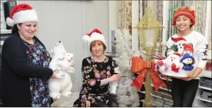  ??  ?? Helena Fitzpatric­k, Catherine Murphy and Saoirse Fitzpatric­k busy getting ready for the festive season at Helena’s Interiors.