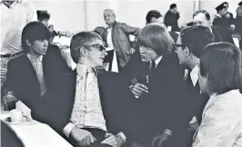  ??  ?? Calder, top right, with Andrew Loog Oldham and, above, second from right, with Oldham again (in dark glasses) and members of the Rolling Stones: Keith Richards, Brian Jones and Charlie Watts