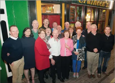  ?? Photo by Christy Riordan ?? Postman Jack Shea pictured with family and friends on Friday night as he celebrates retirement from post office service.
